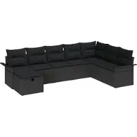 vidaXL Tuinbank Set 8 st Zwart poly rattan