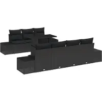 vidaXL Tuinbank Set 8 st Zwart Poly Rattan en Poedergecoat Staal