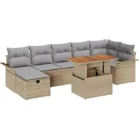 vidaXL Tuinbank Set 8 st Beige poly rattan