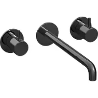 Hotbath Cobber 3-gats inbouw wastafelkraan 25cm gepolijst zwart PVD
