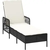 vidaXL Ligstoel poly rattan Zwart en Crème Wit