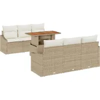 vidaXL Tuinbank Set 7 st Beige en Crème