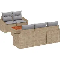 vidaXL Tuinbank Set 6 st Beige poly rattan