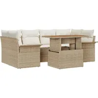 vidaXL Tuinbank Set 7 st beige en crèmekleurig