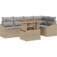 vidaXL Tuinbank Set 6 st Beige en Grijs