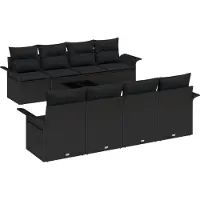 vidaXL Tuinbank Set 9 st Zwart poly rattan