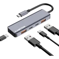 Canyon DS-18 Serie - USB-C Hub - 5-in-1 - Snelle Gegevensoverdracht - Aluminium Behuizing