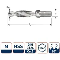 Rotec HSS Combi-boortap-bit 1/4" M10 x 1,5 - 3161000 - 316.1000