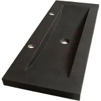 Saniclass Corestone Small meubelwastafel 100cm 1 wasbak 2 kraangaten natuursteen zwart