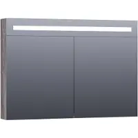 Brauer Promise Deluxe Spiegelkast 99x70cm MFC 2 Deuren Met Directe LED Verlichting Boven - Driftwood - Spiegels, Spiegelkasten - 8720359369130
