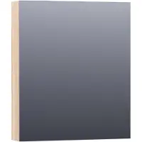 Brauer Impress Spiegelkast 59x70cm Massief Eiken 1 Deur - Rechtsdraaiend - Lamellen Eiken Wit - Spiegels, Spiegelkasten - 8720359345783