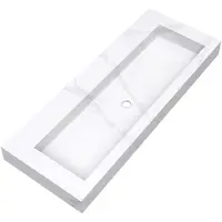Brauer Coral Wastafel - 120x45.7x10cm - 1 wasbak - zonder kraangaten - marmerlook - Calacatta Gold WT-CA120-10CG