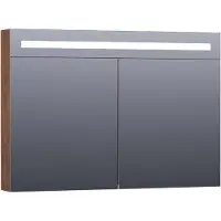 Brauer Promise Deluxe Spiegelkast 99x70cm MFC 2 Deuren Met Directe LED Verlichting Boven - Forest Cacao - Spiegels, Spiegelkasten - 8720359342195