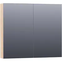 Brauer Impress Spiegelkast 80x70cm Massief Eiken 2 Deuren - Lamellen Eiken Wit - Spiegels, Spiegelkasten - 8720359346032