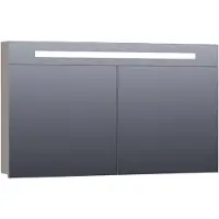 Brauer Promise Spiegelkast 120x70cm MDF 2 Deuren Met Directe LED Verlichting Boven - Mat Taupe - Spiegels, Spiegelkasten - 8720359341419