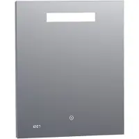 Brauer Quartz Spiegel 60x70cm Met Klok - LED Verlichting Boven - Glas - Rechthoekig - Spiegels, Badkamerspiegels - 8720359338211