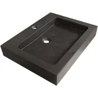Brauer Lava Meubelwastafel 60x46cm Natuursteen Basalt - 1 Kraangat - Antraciet - 8720359351418 - Rechthoekig - Wastafels, Meubelwastafels