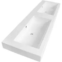 Brauer Solar Thick Dubbele Meubelwastafel 160x46cm - Mineraalmarmer - Zonder Kraangat - Zijdeglans Wit - 8720359351968 - Rechthoekig - Wastafels,