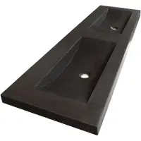 Brauer Magma Dubbele Meubelwastafel 140x46cm Natuursteen Basalt - Zonder Kraangat - Antraciet - 8720359351661 - Rechthoekig - Wastafels,