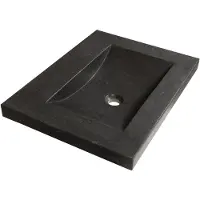 Brauer Magma Meubelwastafel 60x46cm Natuursteen Basalt - Zonder Kraangat - Antraciet - 8720359351708 - Rechthoekig - Wastafels, Meubelwastafels