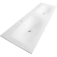 Brauer Glacier Dubbele Meubelwastafel 120x46cm Fine Stone - 2 Kraangaten - Mat Wit - 8720359352378 - Rechthoekig - Wastafels, Meubelwastafels