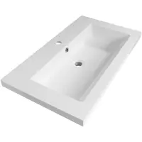 Brauer Solar Medium Meubelwastafel 81x46cm Mineraalmarmer - 1 Kraangat - Zijdeglans Wit - 8720359352170 - Rechthoekig - Wastafels, Meubelwastafels