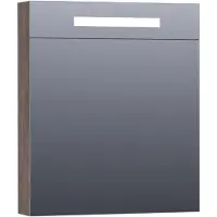 Brauer Promise Deluxe Spiegelkast 59x70cm MFC 1 Deur Met Directe LED Verlichting Boven - Rechtsdraaiend - Grove - Spiegels, Spiegelkasten - 8720359342614