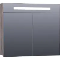 Brauer Promise Spiegelkast 80x70cm MFC 2 Deuren Met Directe LED Verlichting Boven - Driftwood - Spiegels, Spiegelkasten - 8720359369109