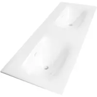 Brauer Glacier Dubbele Meubelwastafel 120x46cm Fine Stone - Zonder Kraangat - Glans Wit - 8720359352347 - Rechthoekig - Wastafels, Meubelwastafels