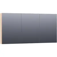 Brauer Impress Spiegelkast 139x70cm Massief Eiken 3 Deuren - Lamellen Eiken Wit - Spiegels, Spiegelkasten - 8720359345288