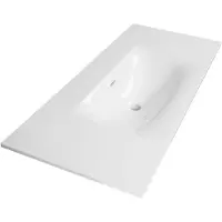 Brauer Glacier Meubelwastafel 100x46cm Fine Stone - Zonder Kraangat - Glans Wit - 8720359352187 - Rechthoekig - Wastafels, Meubelwastafels