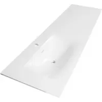 Brauer Glacier Meubelwastafel 160x46cm Fine Stone - 1 Kraangat - Links - Glans Wit - 8720359352439 - Rechthoekig - Wastafels, Meubelwastafels