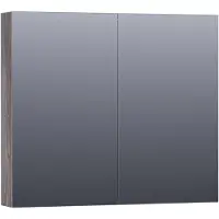 Brauer Impress Deluxe Spiegelkast 80x70cm MFC 2 Deuren Met Indirecte LED Verlichting Binnen/onder - Driftwood - Spiegels, Spiegelkasten - 8720359369642