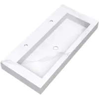 Brauer Coral Wastafel 100x46cm Artificial Marble - 2 Kraangaten - Calacatta Gold - 8720359385277 - Rechthoekig - Wastafels, Meubelwastafels