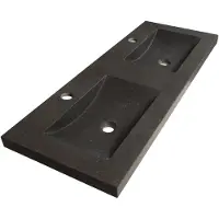 Brauer Magma Dubbele Meubelwastafel 120x46cm Natuursteen Basalt - 2 Kraangaten - Antraciet - 8720359351654 - Rechthoekig - Wastafels, Meubelwastafels