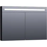 Brauer Promise Deluxe Spiegelkast 99x70cm MDF 2 Deuren Met Directe LED Verlichting Boven - Mat Zwart - Spiegels, Spiegelkasten - 8720359342157