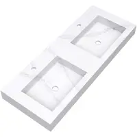 Brauer Coral Dubbele Wastafel 120x46cm Artificial Marble - 2 Kraangaten - Calacatta Gold - 8720359385321 - Rechthoekig - Wastafels, Meubelwastafels