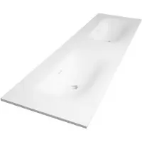 Brauer Glacier Dubbele Meubelwastafel 160x46cm Fine Stone - Zonder Kraangat - Mat Wit - 8720359352569 - Rechthoekig - Wastafels, Meubelwastafels