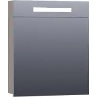 Brauer Promise Spiegelkast 59x70cm MDF 1 Deur Met Directe LED Verlichting Boven - Rechtsdraaiend - Mat Taupe - Spiegels, Spiegelkasten - 8720359341716