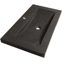 Brauer Magma Meubelwastafel 80x46cm Natuursteen Basalt - 1 Kraangat - Antraciet - 8720359351739 - Rechthoekig - Wastafels, Meubelwastafels
