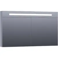 Brauer Promise Deluxe Spiegelkast 119x70cm MDF 2 Deuren Met Directe LED Verlichting Boven - Mat Grijs - Spiegels, Spiegelkasten - 8720359342300