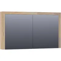 Brauer Rise Spiegelkast 119x70cm Massief Eiken 2 Deuren - Vingerlas Eiken Grijs - Spiegels, Spiegelkasten - 8720359344496