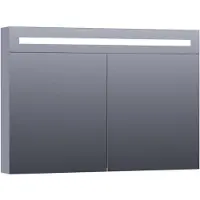 Brauer Promise Deluxe Spiegelkast 99x70cm MDF 2 Deuren Met Directe LED Verlichting Boven - Mat Grijs - Spiegels, Spiegelkasten - 8720359342126