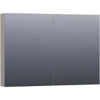 Brauer Impress Spiegelkast 99x70cm MDF 2 Deuren - Mat Taupe - Spiegels, Spiegelkasten - 8720359344670