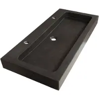 Brauer Lava Meubelwastafel 100x46cm Natuursteen Basalt - 2 Kraangaten - Antraciet - 8720359351340 - Rechthoekig - Wastafels, Meubelwastafels