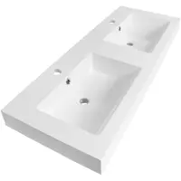 Brauer Solar Thick Dubbele Meubelwastafel 120x46cm - Mineraalmarmer - 2 Kraangaten - Zijdeglans Wit - 8720359351937 - Rechthoekig - Wastafels,