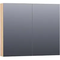 Brauer Impress Spiegelkast 80x70cm Massief Eiken 2 Deuren - Lamellen Eiken Naturel - Spiegels, Spiegelkasten - 8720359346001