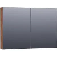 Brauer Impress Deluxe Spiegelkast 99x70cm MFC 2 Deuren Met Indirecte LED Verlichting Binnen/onder - Forest Cacao - Spiegels, Spiegelkasten - 8720359343277