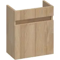 Brauer Joy Fonteinonderkast 39,5x21,6cm Massief Eiken - Rechtsdraaiend - Vingerlas Eiken Grijs - 8720359370686 - Wastafels, Fonteinen,