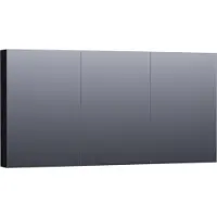 Brauer Impress Deluxe Spiegelkast 139x70cm MDF 3 Deuren Met Indirecte LED Verlichting Binnen/onder - Mat Zwart - Spiegels, Spiegelkasten - 8720359343598